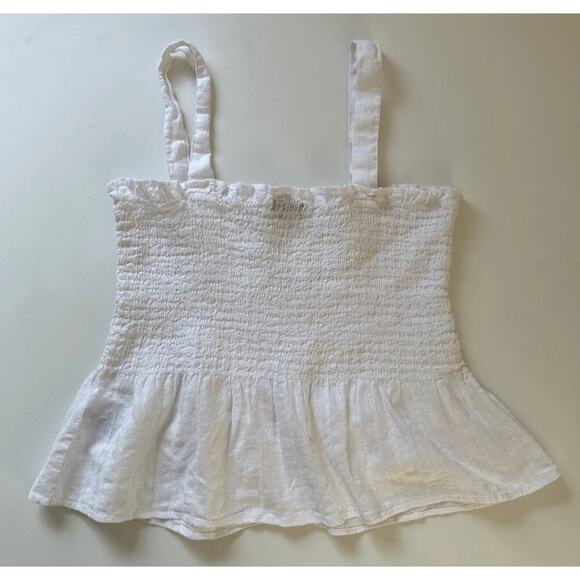 American Eagle Crop Top White Spaghetti Strap Ruffle Summer Beach Size Small - Picture 3 of 8